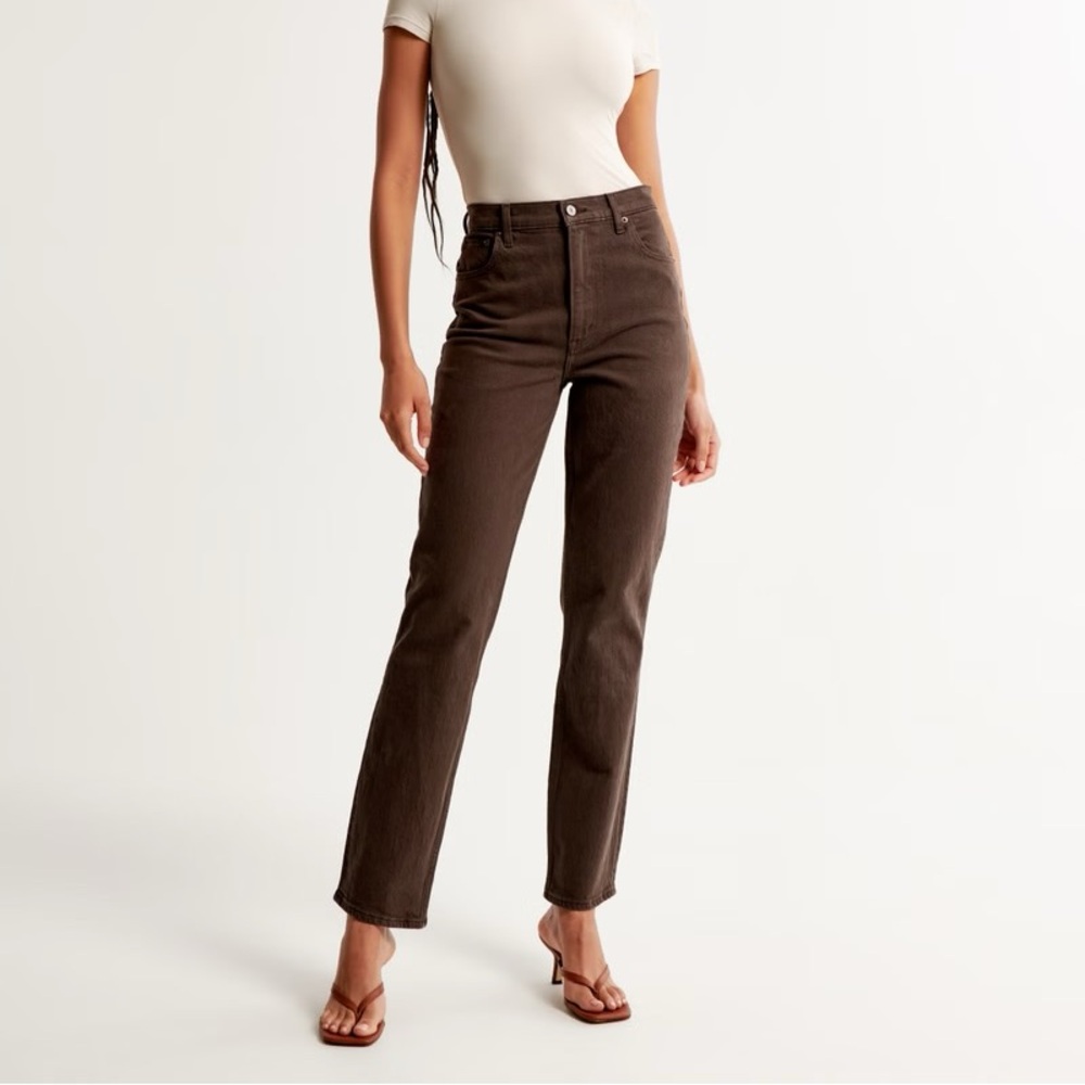 Abercrombie 90s Straight Jeans Brown Size 23 000 Long Ultra High Rise